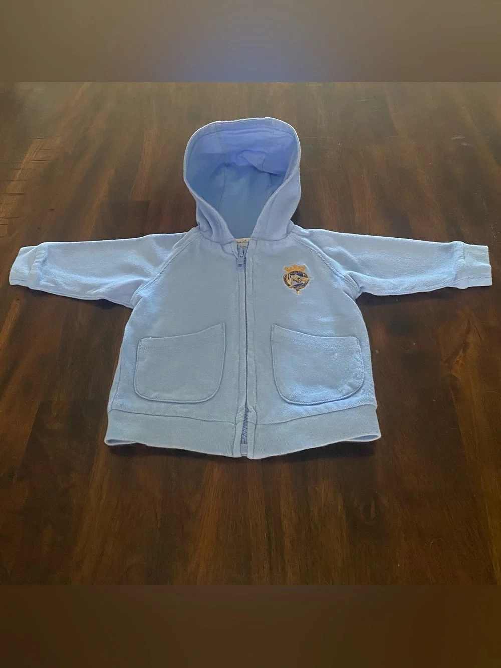 Ralph Lauren Light Blue Pique Hooded Full-Zip